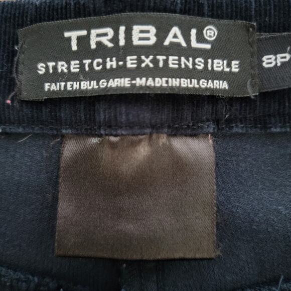 Tribal Corduroy Stretch Extensible Straight Leg Pants Black Sz 8 PETITE Preppy - Picture 9 of 10